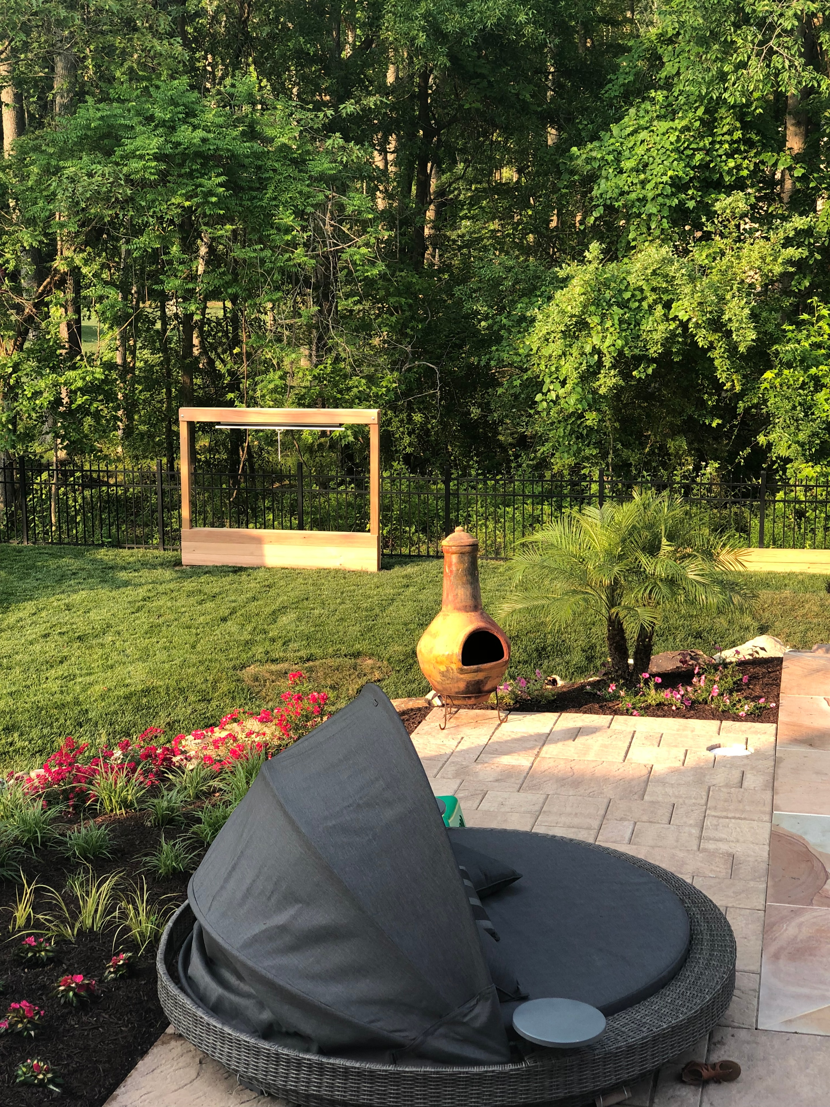Stone hardscape detail in a residential landscape